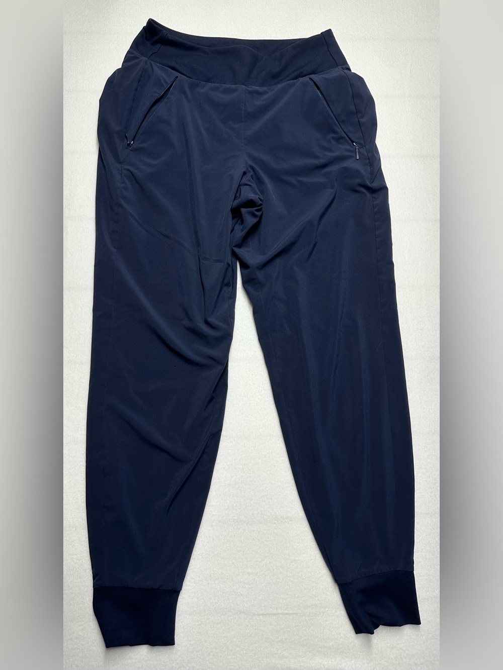 Athleta Navy Lined Jogger Pants Women’s Size 2 28” Inseam Zip Pockets